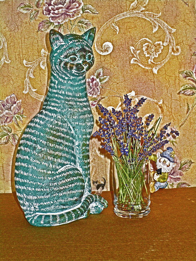 The Cat And Lavender Photograph