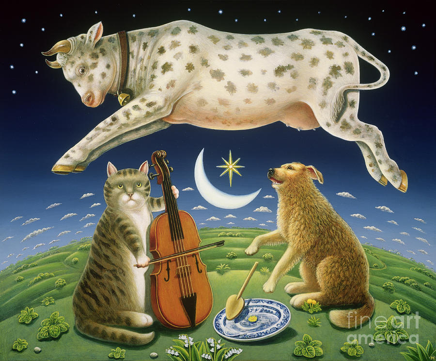 Cat Painting - The Cat And The Fiddle, 2004 by Frances Broomfield