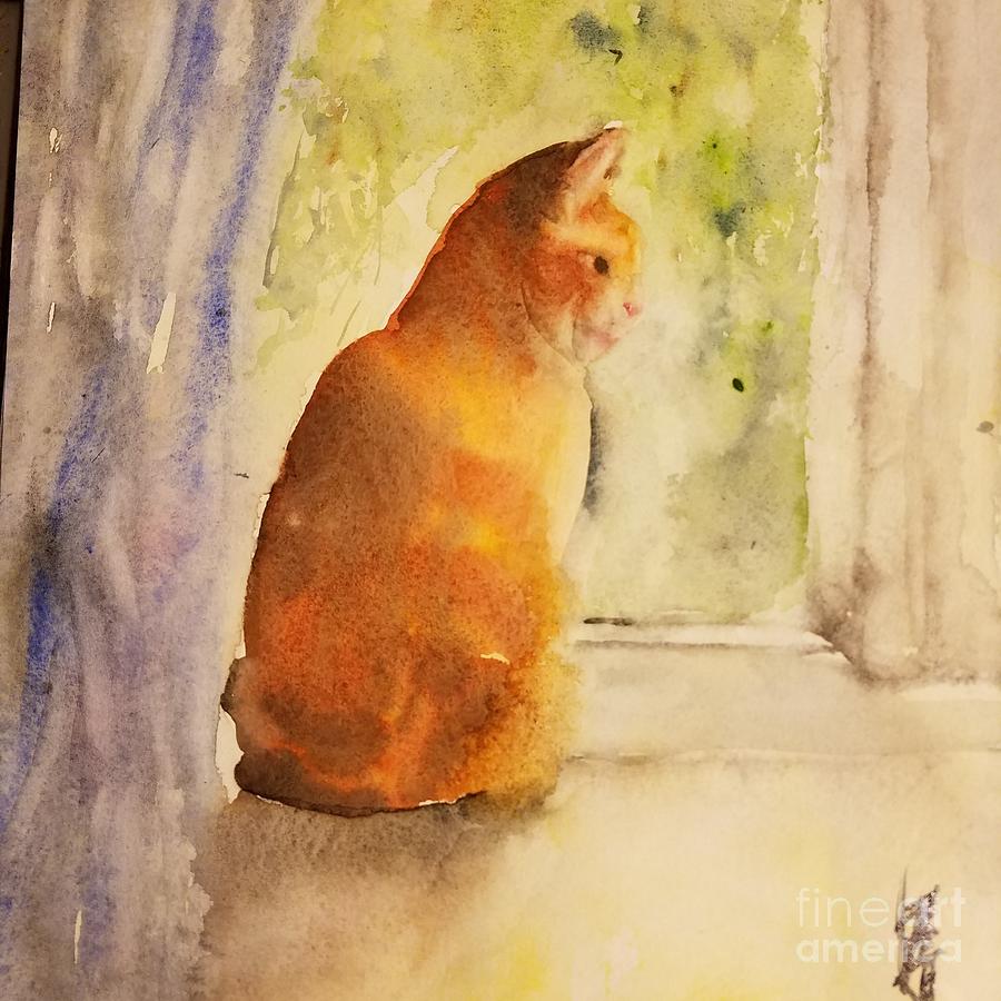 The cat by the window Painting by Han in Huang wong | Pixels