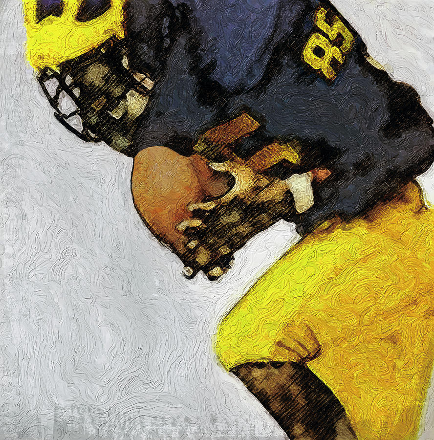 University Of Michigan Painting - The Catch The Hands by John Farr