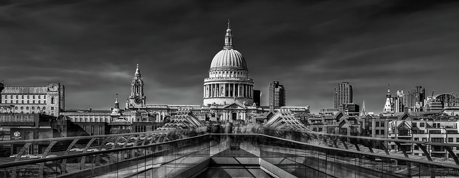 Architecture Photograph - The Cathedral And The Millennium Bridge by Nader El Assy