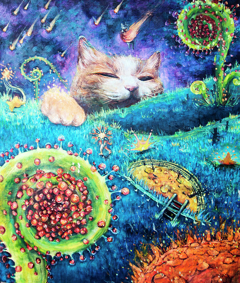 the cats meow painting by mika sakamoto pixels