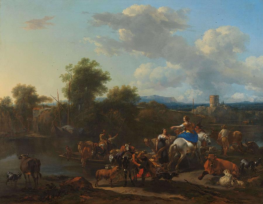The Cattle Ferry. Painting by Nicolaes Pietersz Berchem