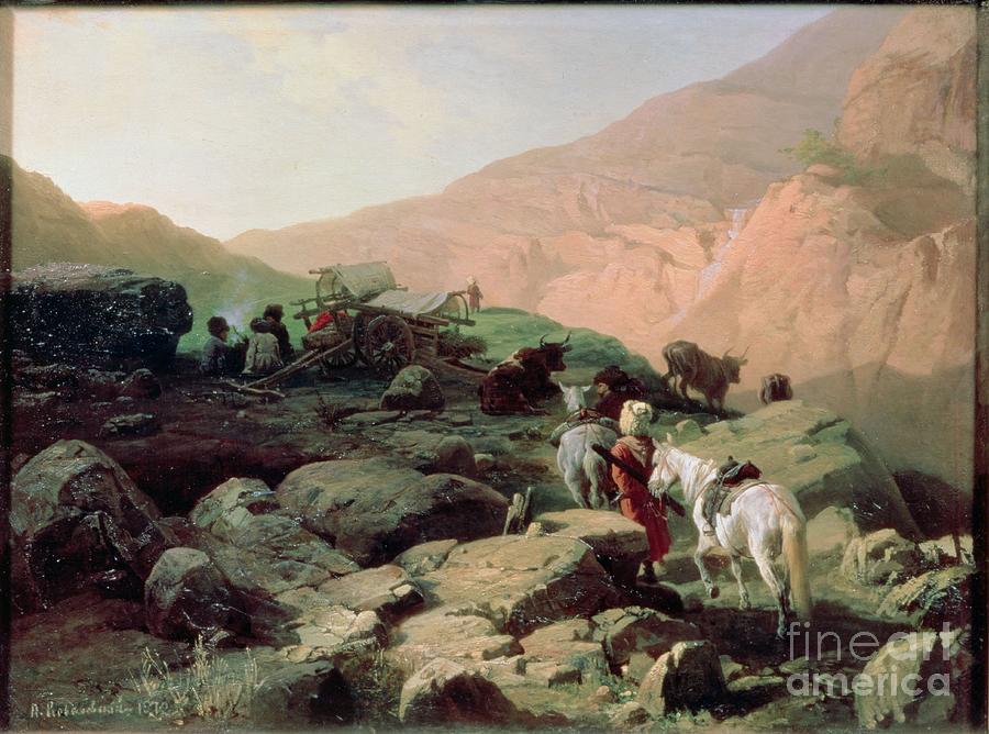 Horse Painting - The Caucasus, 1872 by Pawel Kowalewsky