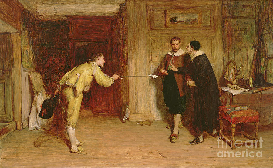 The Challenge: A Puritans Struggle Between Honour And Conscience, 1864 Painting by William Quiller Orchardson