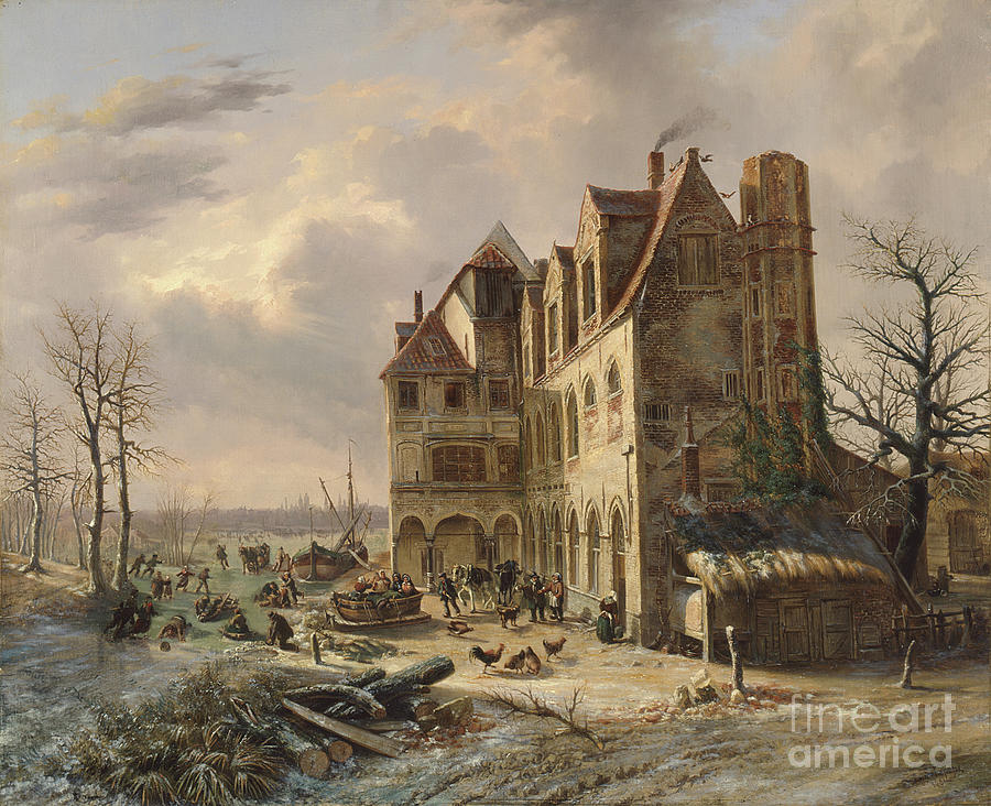 The Change Over At The Old Abbey Painting by Louis Schepens