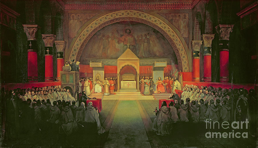The Chapter Of The Order Of The Templars Held At Paris, 22nd April 1147, 1844 Painting by Francois-marius Granet