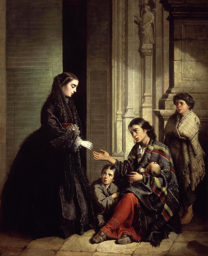 The Charity, 1857, Oil on canvas, 123 x 100 cm. Painting by Roldan Jose