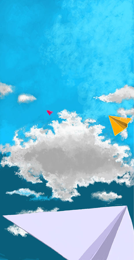Paper Airplanes Digital Art - The Chase by Juan Carlos Rios