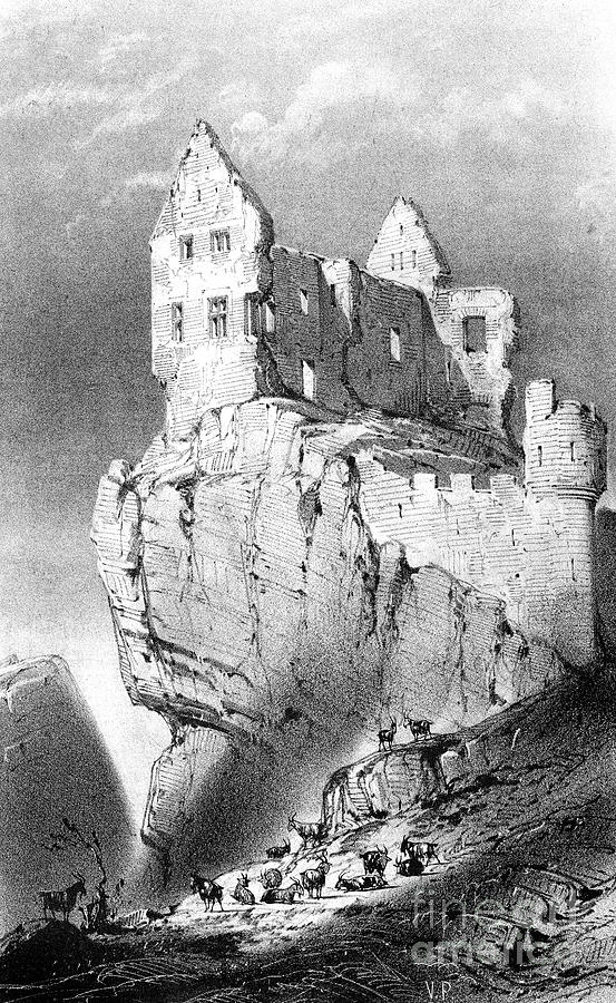 The Chateau De Crussol, Saint-peray Drawing by Print Collector
