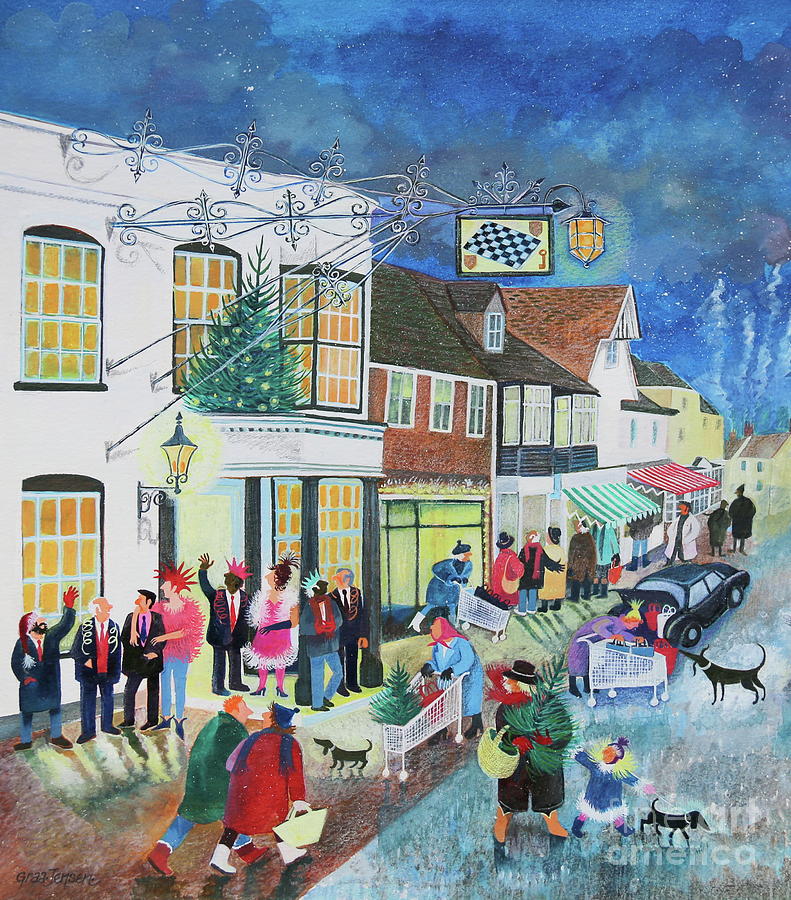 The Chequers Inn, 1998, Mixed Media Painting by Lisa Graa Jensen