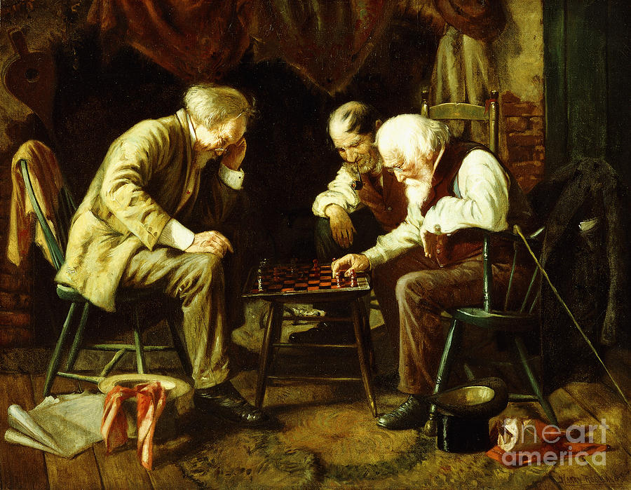 Chess Painting - The Chess Game by Harry Herman Roseland