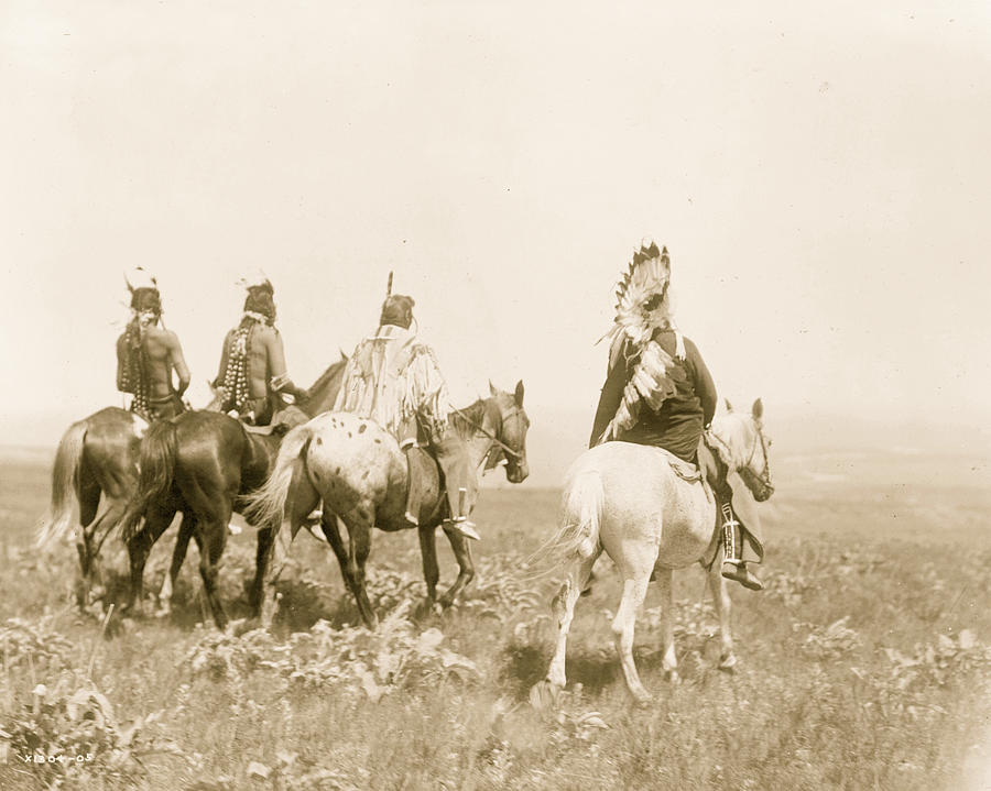 The chief and his staff, Apsaroke Indians Painting by - Fine Art America