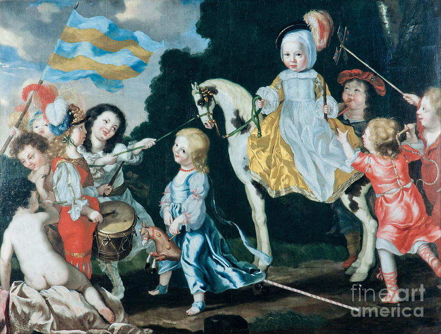 Horse Painting - The Children Of Carl Gustav Wrangel, 1651 by David Klocker Ehrenstrahl
