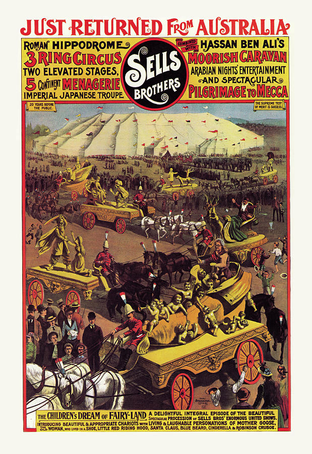 The Childrens Dream of Fairy Land: Sells Brothers Circus Painting by Unknown