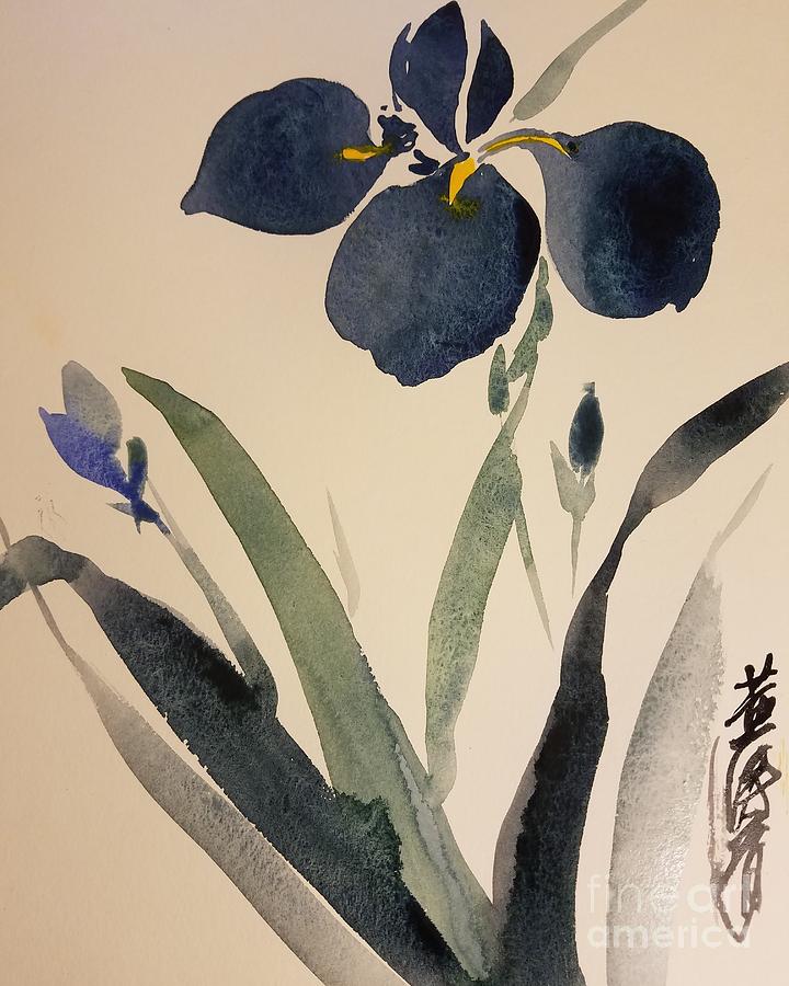 The Chinese blue iris  Painting by Han in Huang wong
