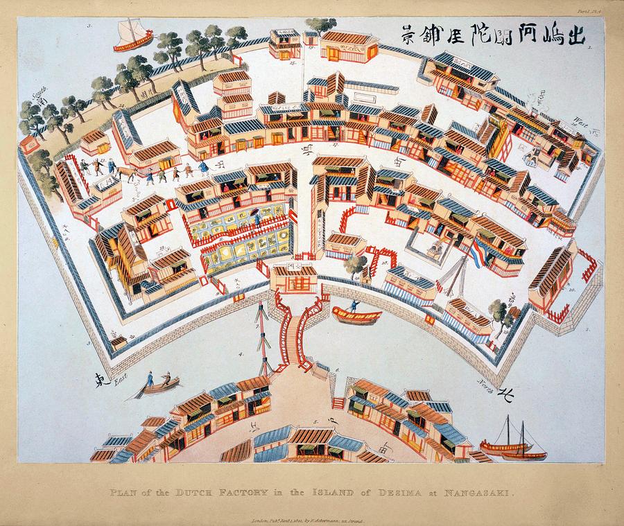 The Chinese Factory plan of Dutch factory at Desima island , Nagasaki, Japan from Isaac Titsingh ... Painting by Album