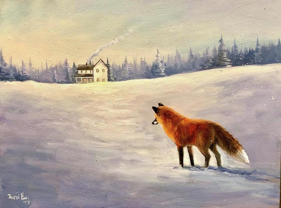 The Christmas Fox Painting by David Geer | Fine Art America