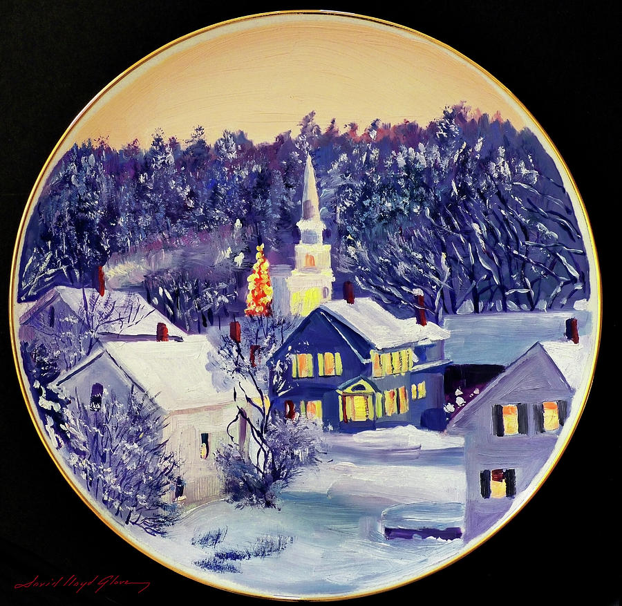 The Christmas Village Painting by David Lloyd Glover
