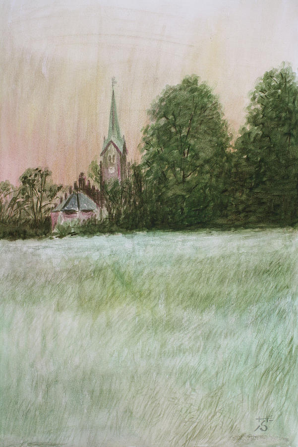 The Church in the Fields Painting by Hans Egil Saele