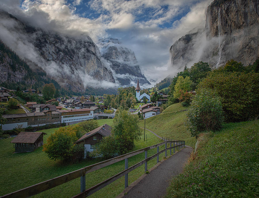Fall Photograph - The Church Of Lauterbrunnen by April Xie