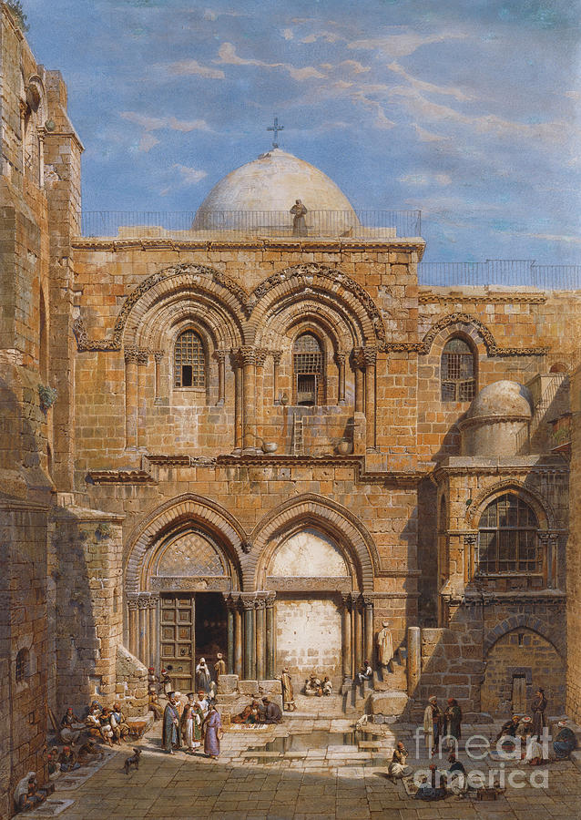 The Church Of The Holy Sepulchre, Jerusalem, 1862 Painting by Carl Friedrich Heinrich Werner