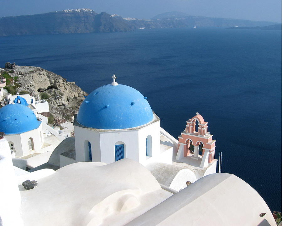 The Churches and Ocean of Santorini Photograph by Keiko Richter