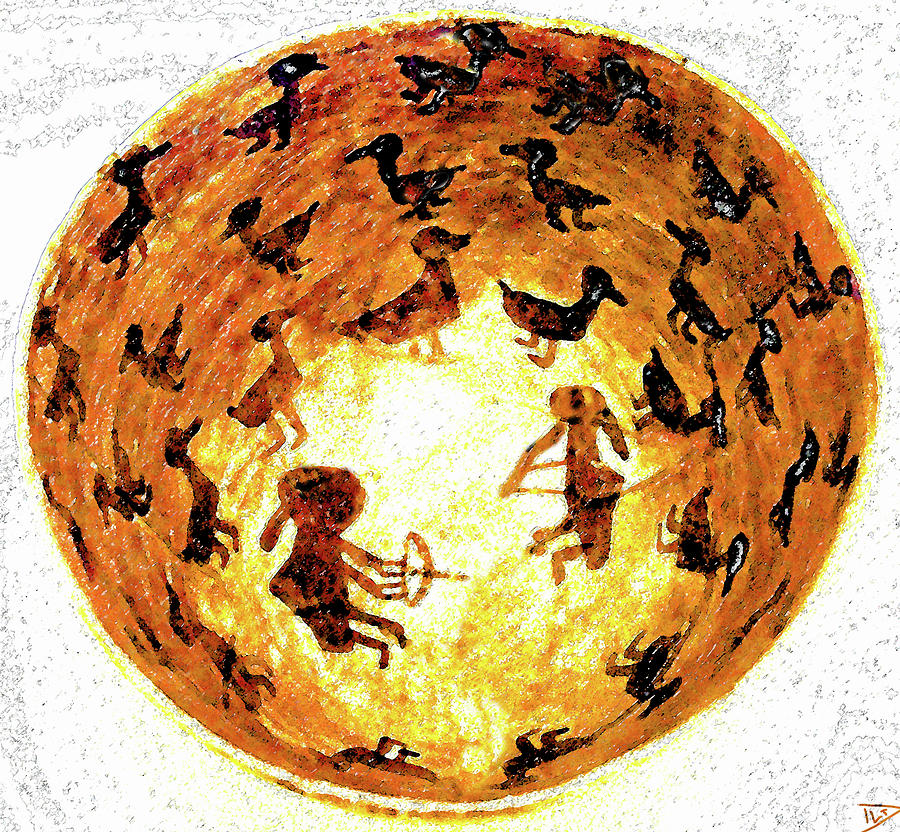 Prehistoric Painting - The circle of life Anasazi Bowl art by David Lee Thompson
