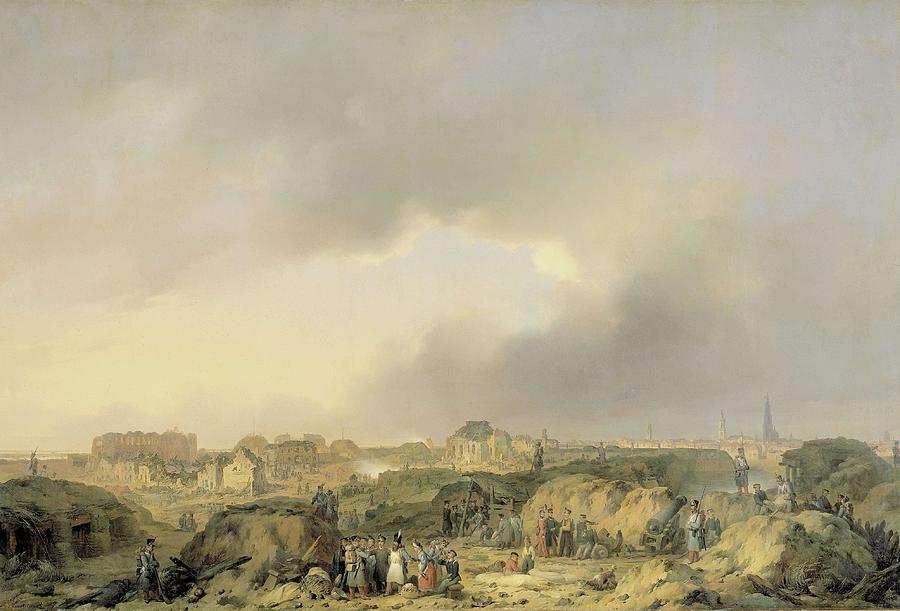 1832 Painting - The Citadel of Antwerp shortly after the Siege of 19 November-23 December 1832, and the Surrender... by Ferdinand de Braekeleer -1792-1883-