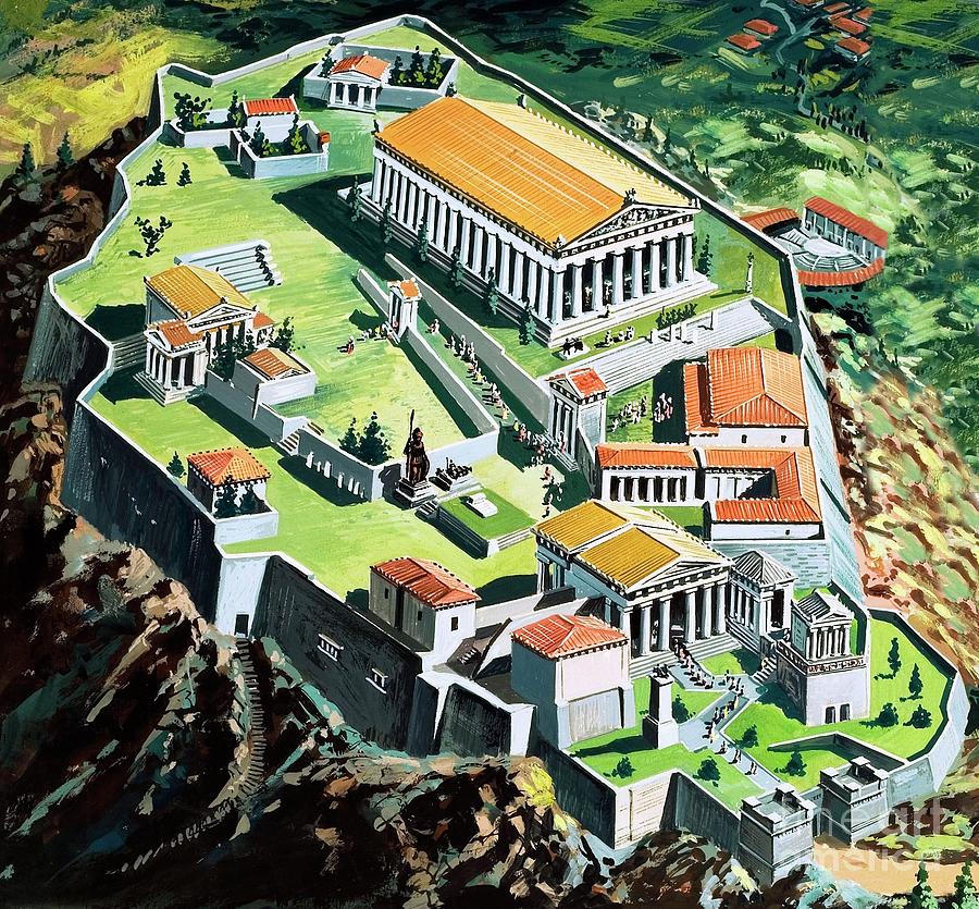 The City Of Athens In Ancient Greece Painting by English School - Pixels