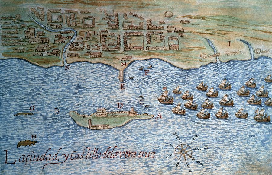 The City Of Veracruz- Geographic And Hydographic Descriptions - 1632 - Cartography - 17th Century. Drawing by Nicolas Cardona -17th cent -