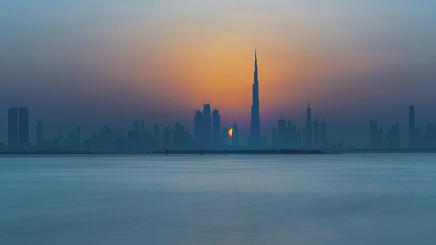 The City Skyline Just Before Sunset In Dubai, Uae Photograph by Manuel Bischof