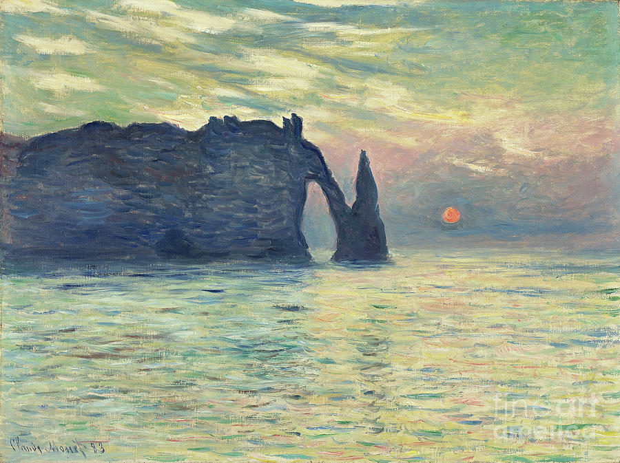 The Cliff …tretat Sunset 1882-1883 Drawing by Heritage Images