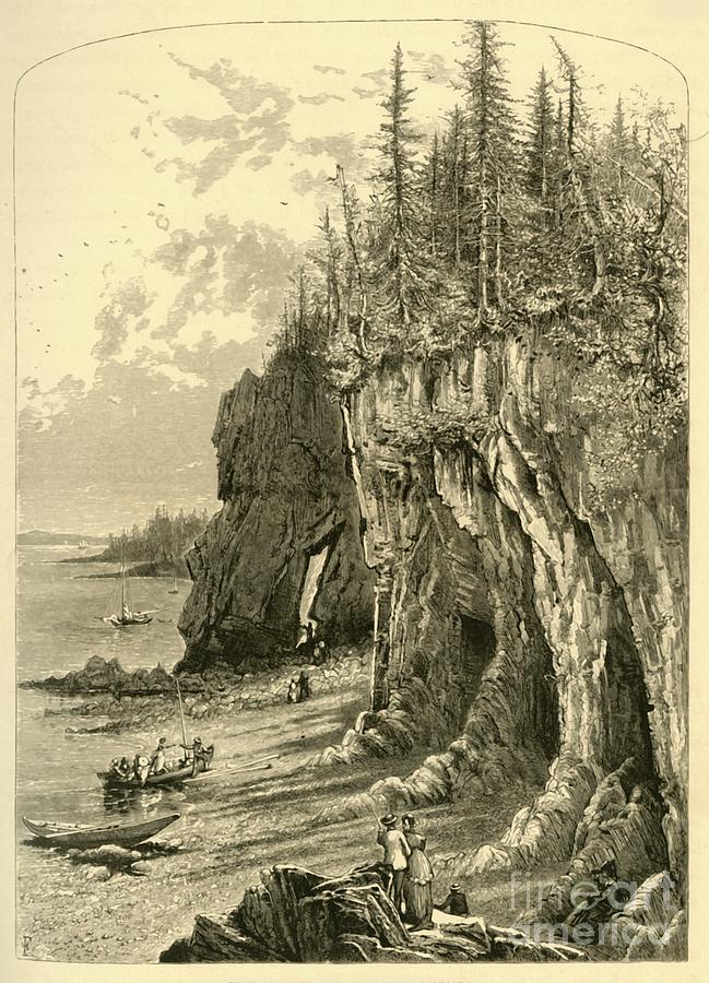 The Cliffs Near The Ovens Drawing by Print Collector
