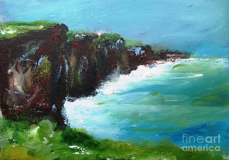 Painting Of The Cliffs Of Moher County Clare Ireland #1 Painting by Mary Cahalan Lee - aka PIXI