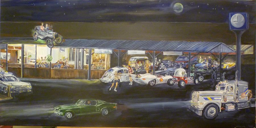 The Clock Drive-In Redux Painting by Bryan Bustard