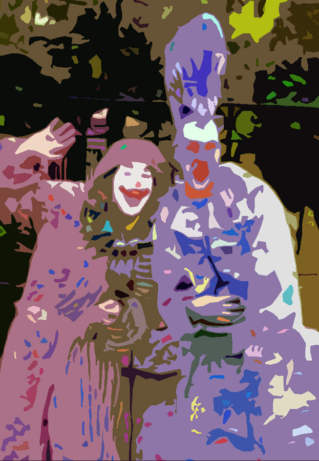 Abstract Digital Art - The Clowns Abstract by Cathy Harper