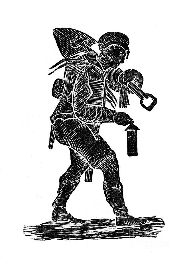The Coal Miner Carrying His Tools Drawing by Print Collector