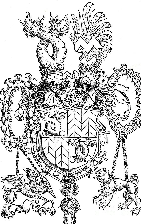 The Coat Of Arms Of Florian Waldauf Drawing by Print Collector