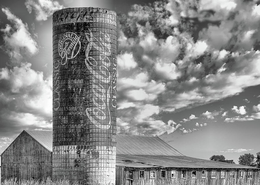 The Coke Classic Silo Emporia Kansas Black and White Photograph by JC Findley