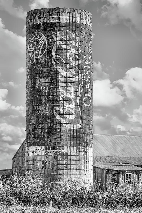 The Coke Silo Emporia Kansas Black and White Photograph by JC Findley