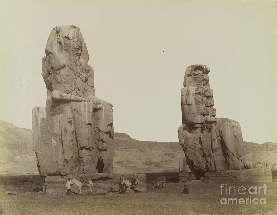 The Colossi Of Memnon, 19th Century Photograph by Antonio Beato - Fine ...