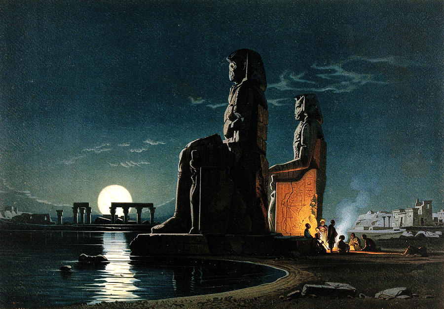 The Colossi of Memnon, Thebes, 1872 Digital Art by Carl Friedrich Heinrich Werner