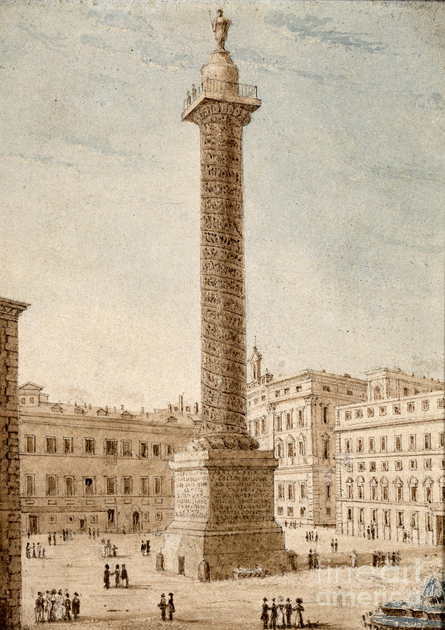 The Column Of Marcus Aurelius, Rome Painting by Victor Jean Nicolle ...