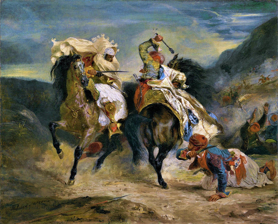 Eugene Delacroix Painting - The Combat of the Giaour and Hassan - Digital Remastered Edition by Eugene Delacroix