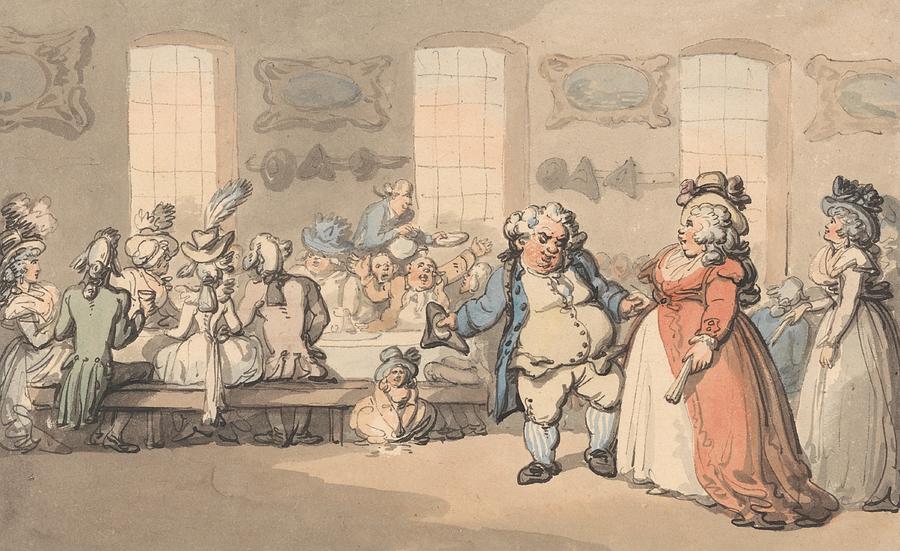 The Comforts of Bath - The Breakfast Drawing by Thomas Rowlandson
