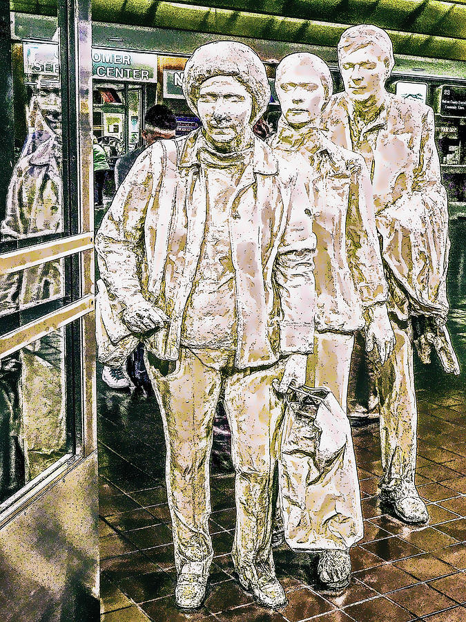 The Commuters at the Port Authority Bus Terminal Painting by Jeelan Clark