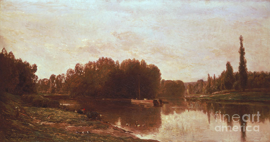 The Confluence Of The River Seine And The River Oise Painting by Charles Francois Daubigny