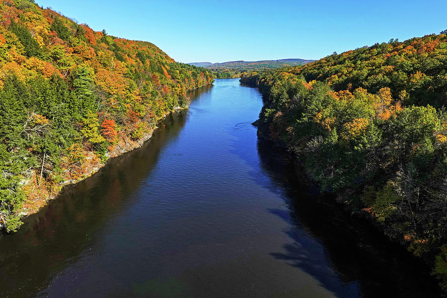 The Connecticut River from French King Bridge Gill MA Fall Foliage Photograph by Toby McGuire