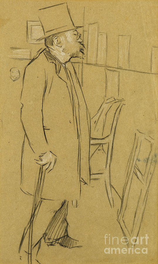 The Connoisseur - Possibly A Portrait Of Mons. Julien, C.1890 Drawing by William Rothenstein